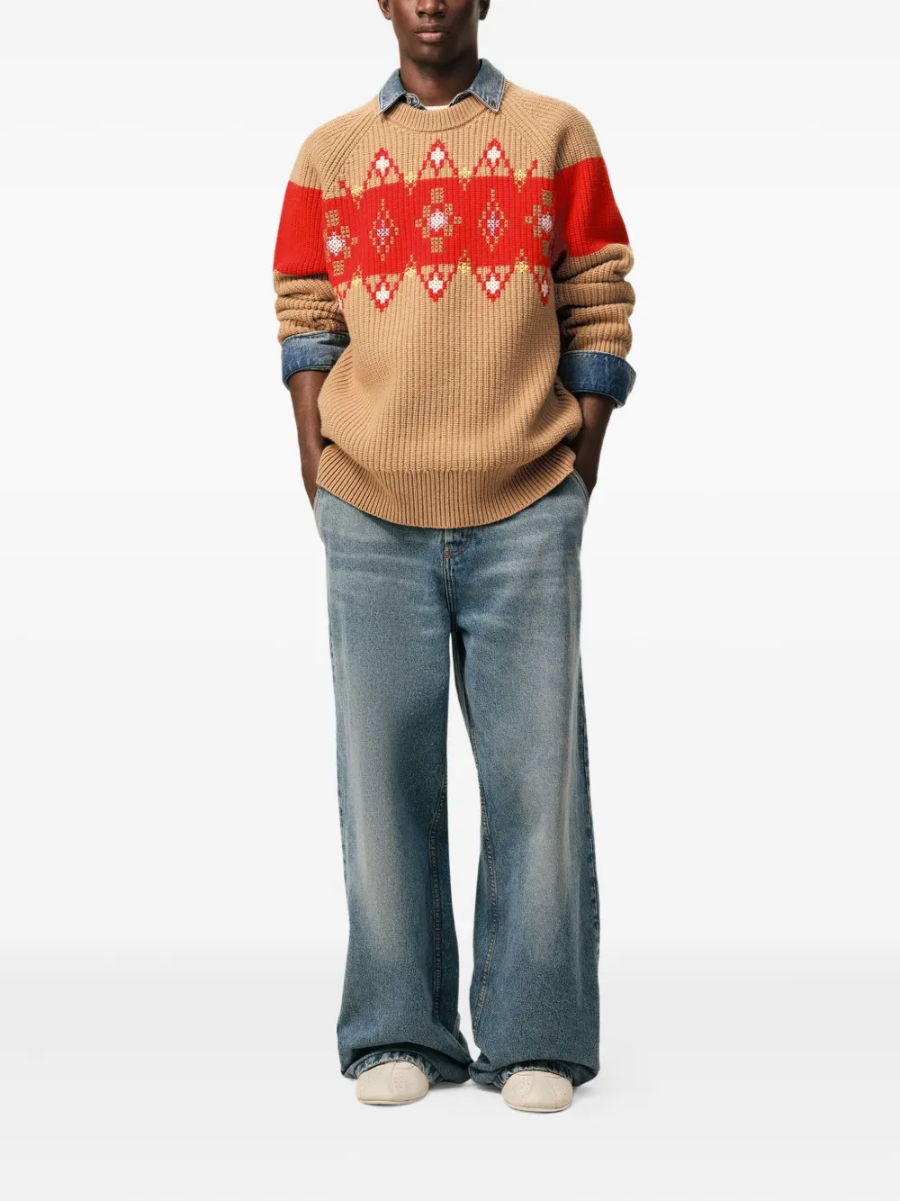 AMI Paris cross-stitch wool sweater | Knitted Sweaters | Image 2