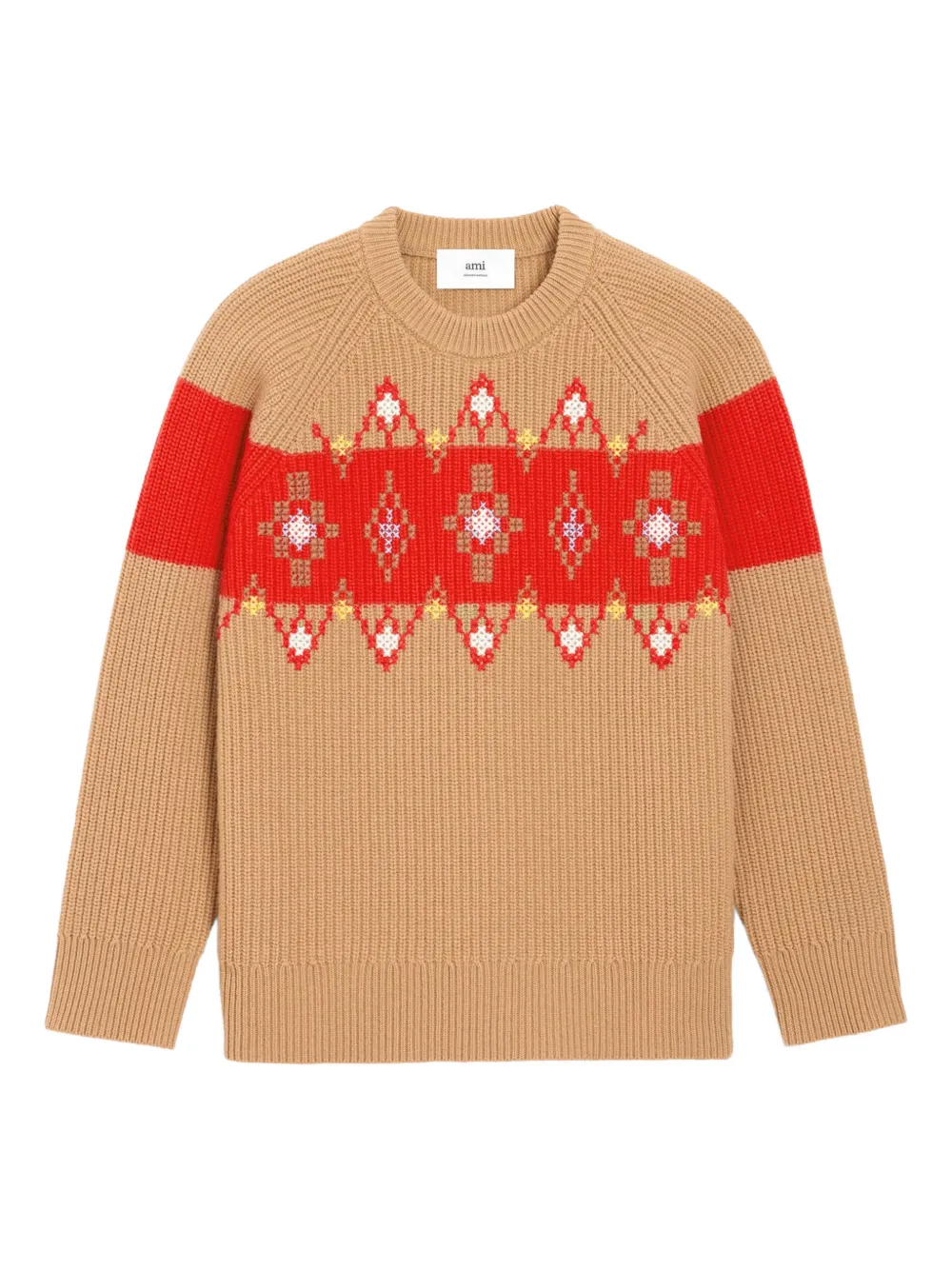 AMI Paris Maglione in lana con cuciture incrociate - Toni neutri