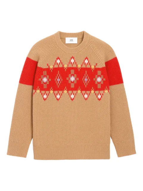 AMI Paris cross-stitch wool sweater
