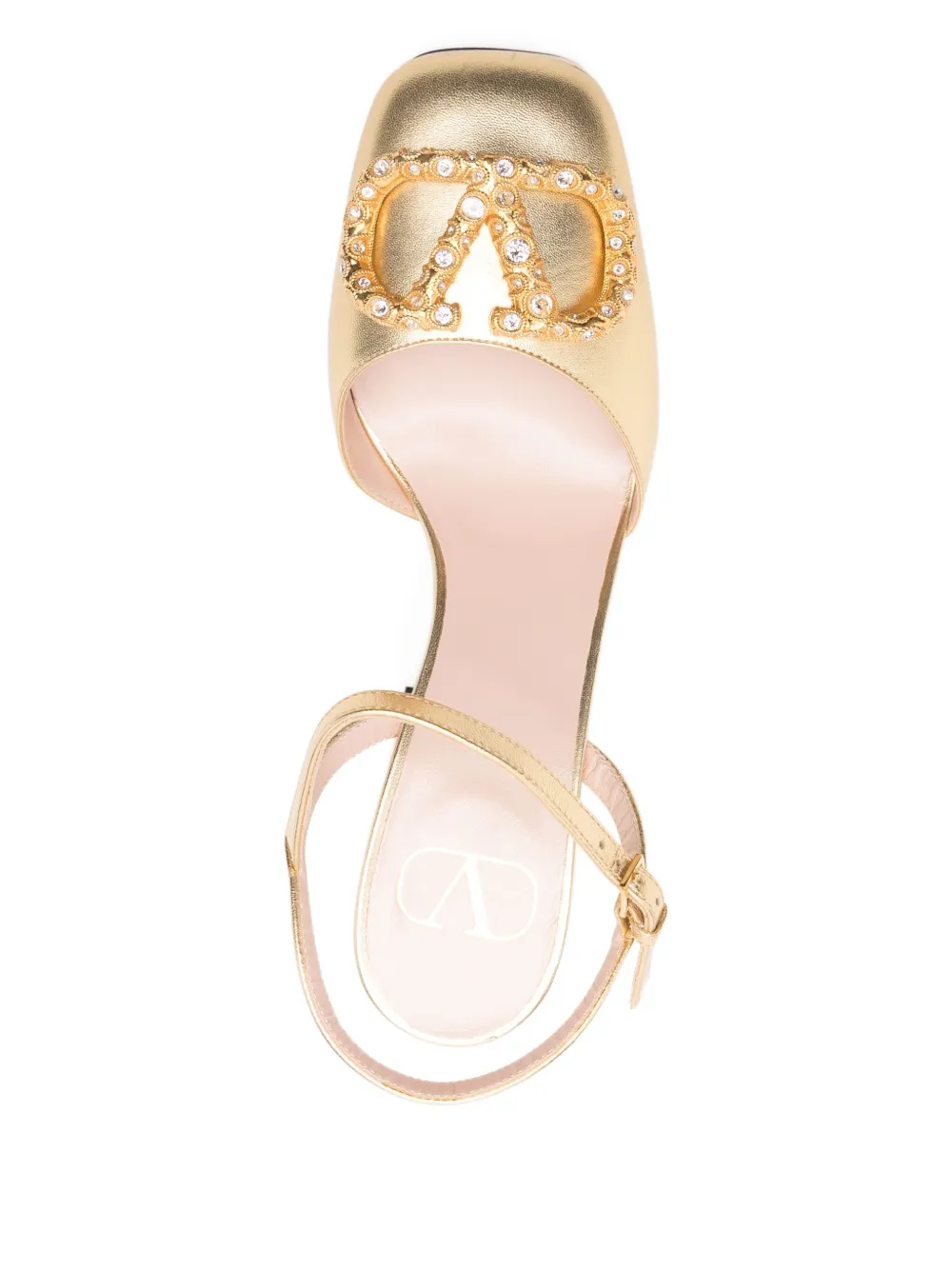 Pre-owned Valentino Garavani 117mm Vlogo Signature Pumps In Gold