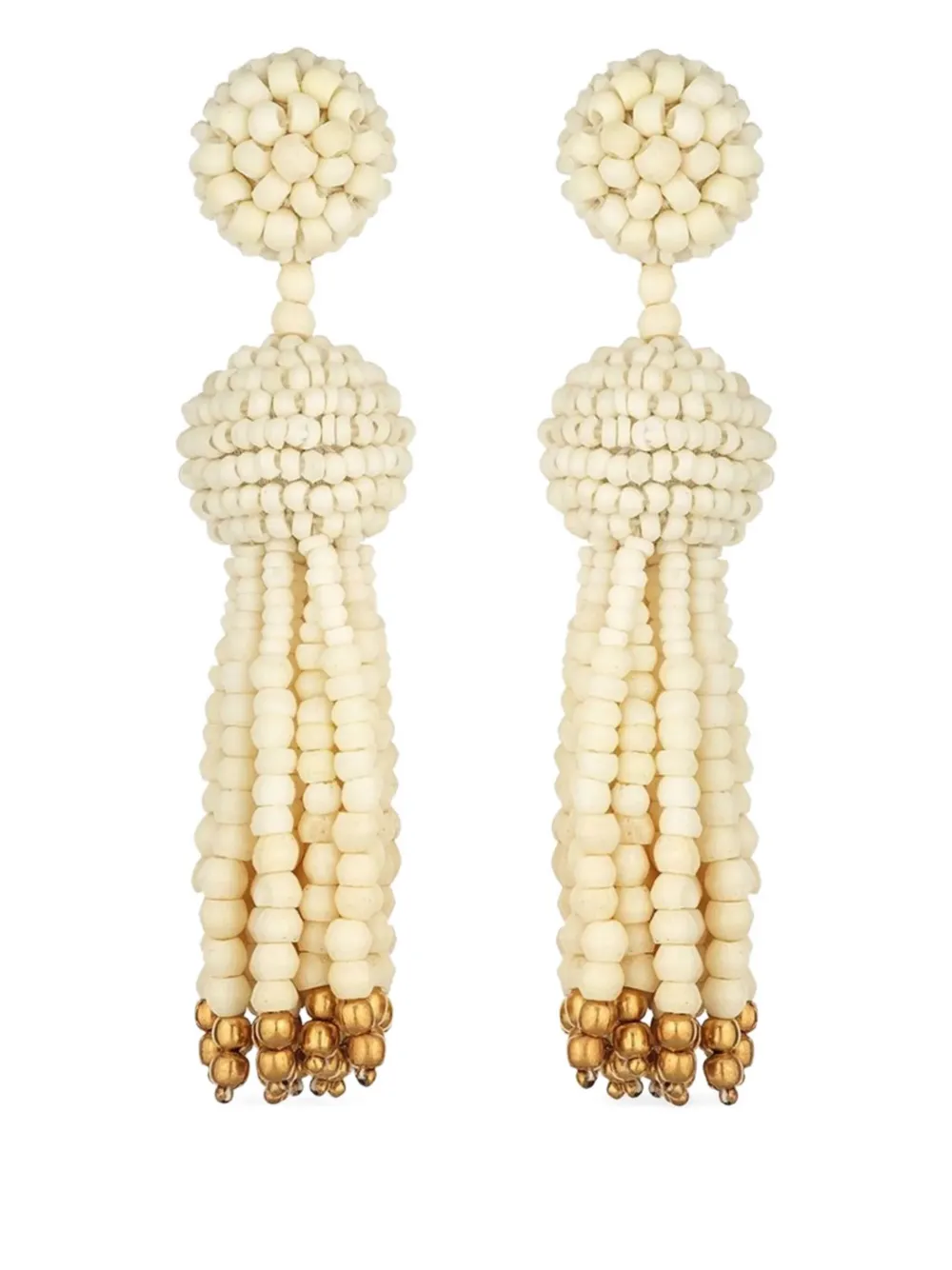 Pre-owned Oscar De La Renta Tassel-detai Earrings In Neutral