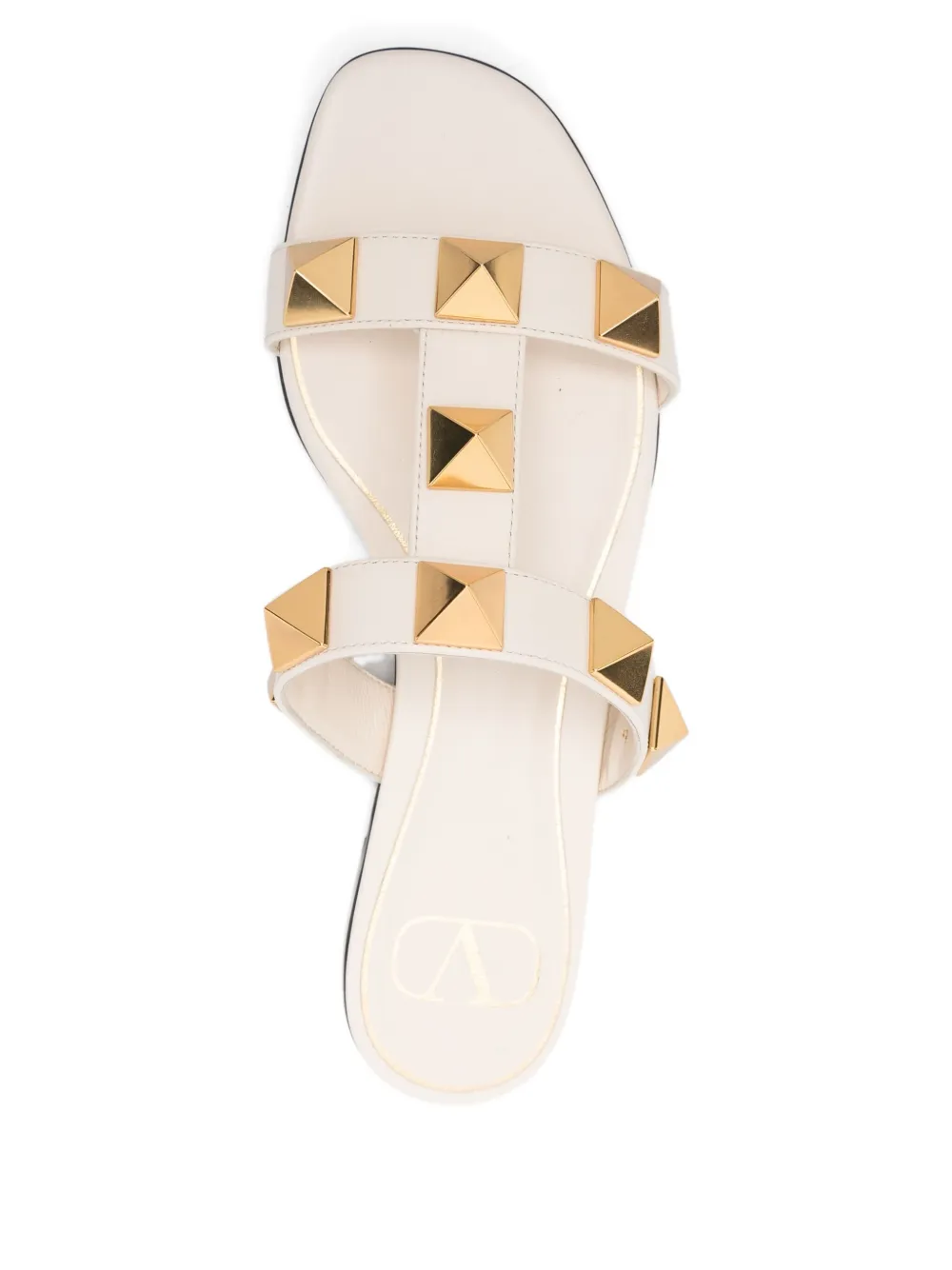 VALENTINO GARAVANI Pre-owned Studded Roman Stud Sandals In Neutral
