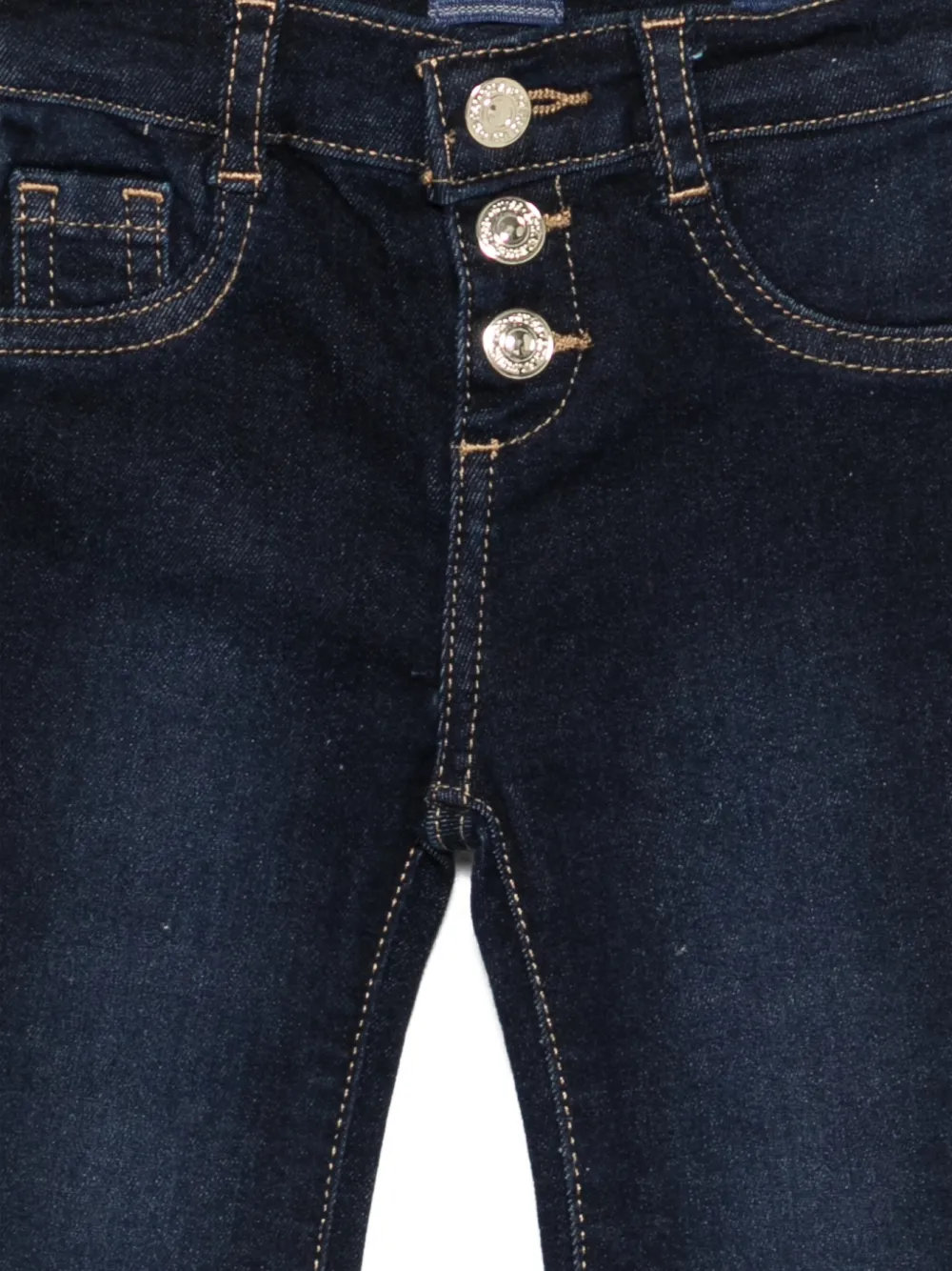 Guess Button Logo-embroidered Jeans In Blue