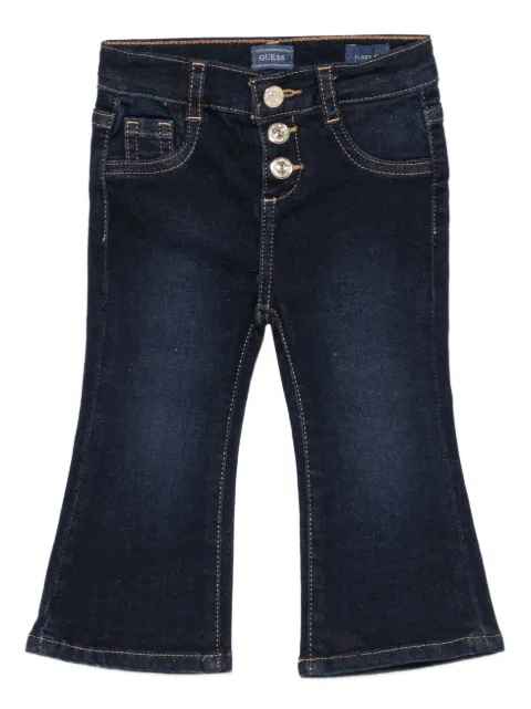 guess kids button logo-embroidered jeans