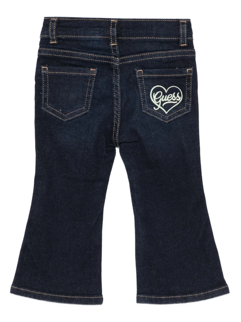 Guess Button Logo-embroidered Jeans In Blue