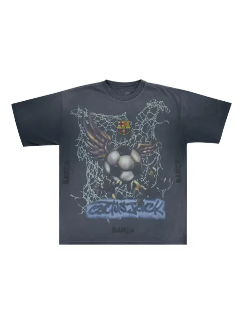 Travis Scott  x FC Barcelona Washed Spray logo-print T-shirt
