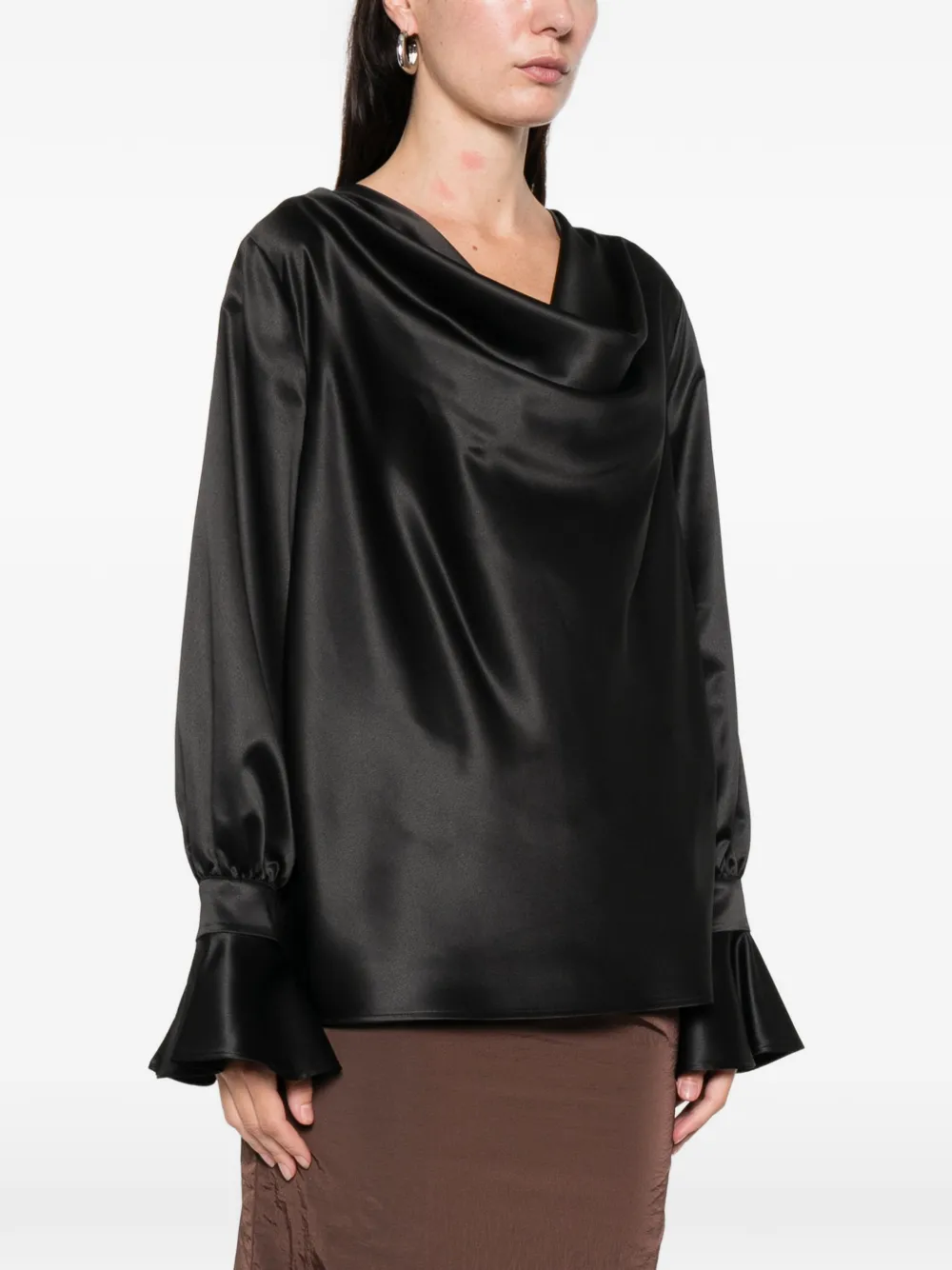 PINKO Filipa blouse met lange mouwen en col Zwart