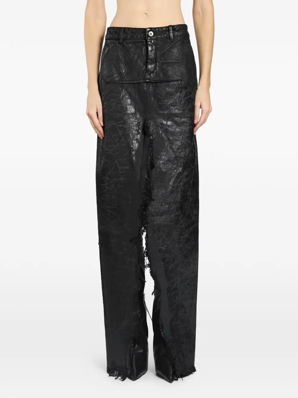 Rick Owens denim sliced maxi skirt - Nero