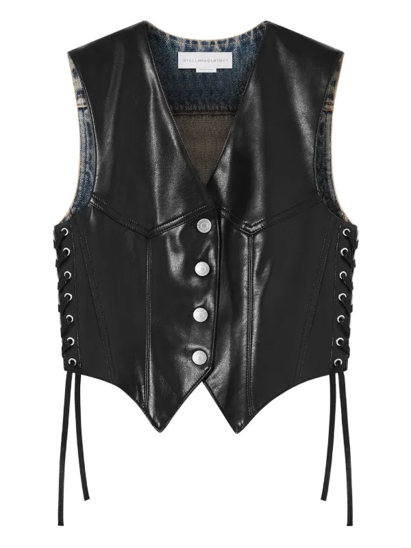 Stella McCartney Cropped Tailored Vegan Waistcoat in Black