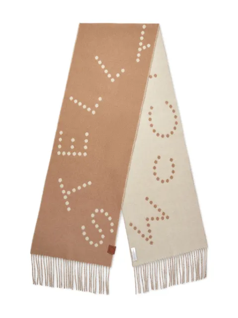 Stella McCartney logo dotted fringed scarf