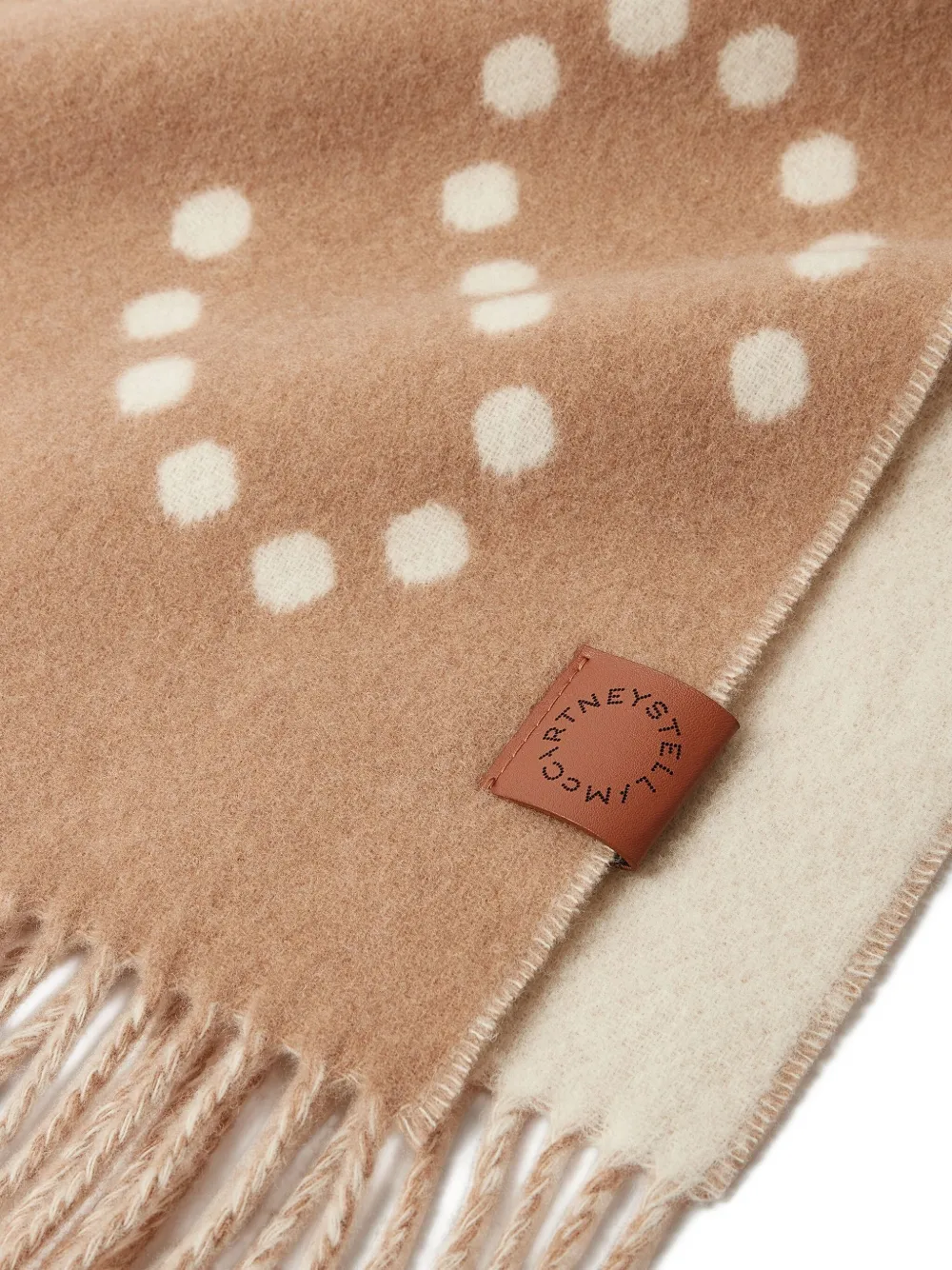 Stella McCartney Sjaal met stippen en franje - Beige