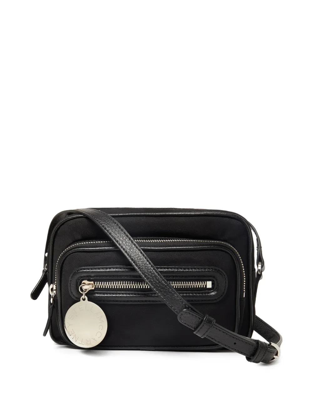 Stella McCartney Borsa a tracolla con placca logo - Nero