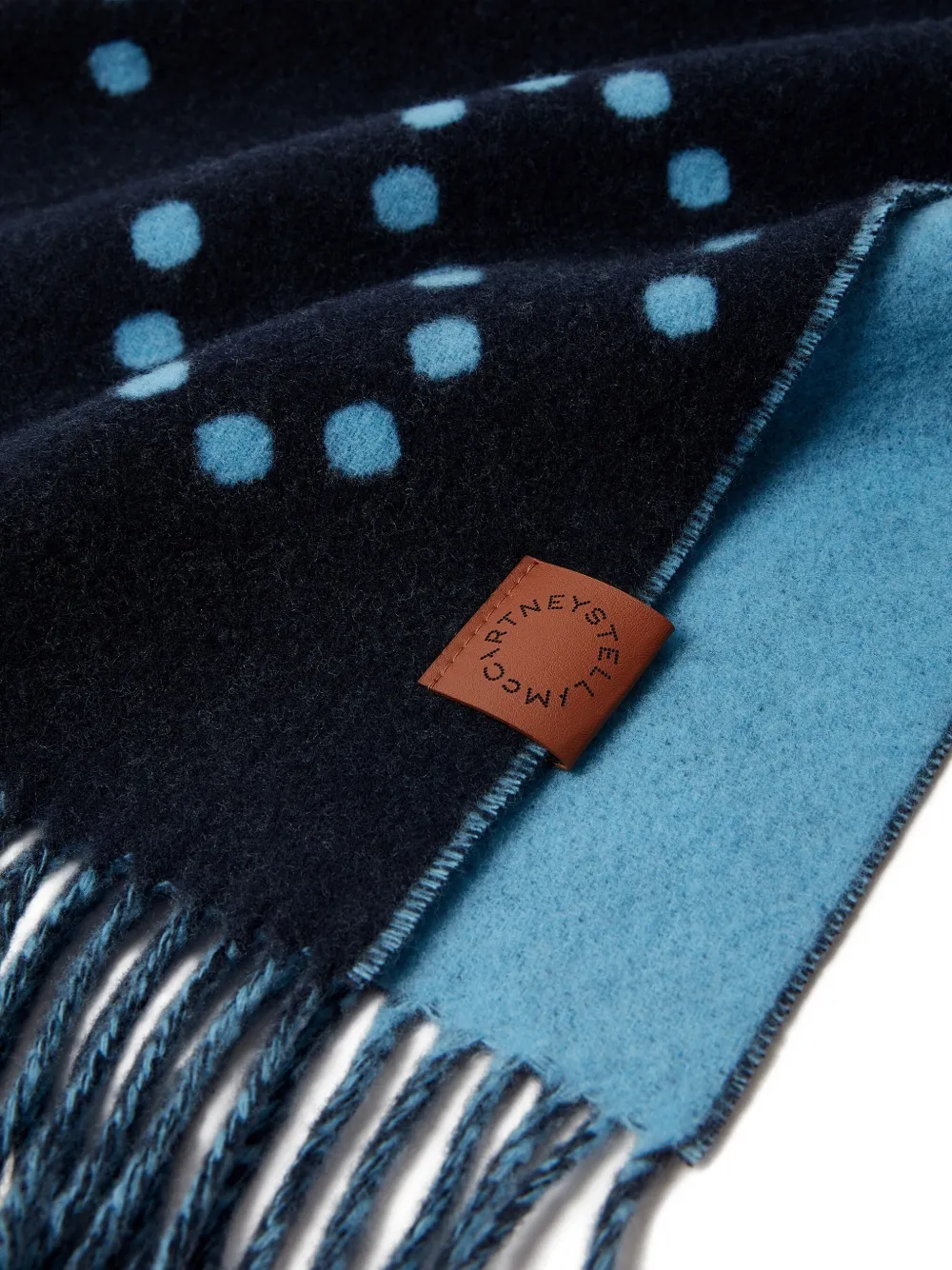 Stella McCartney Sjaal met stippen en franje - Blauw