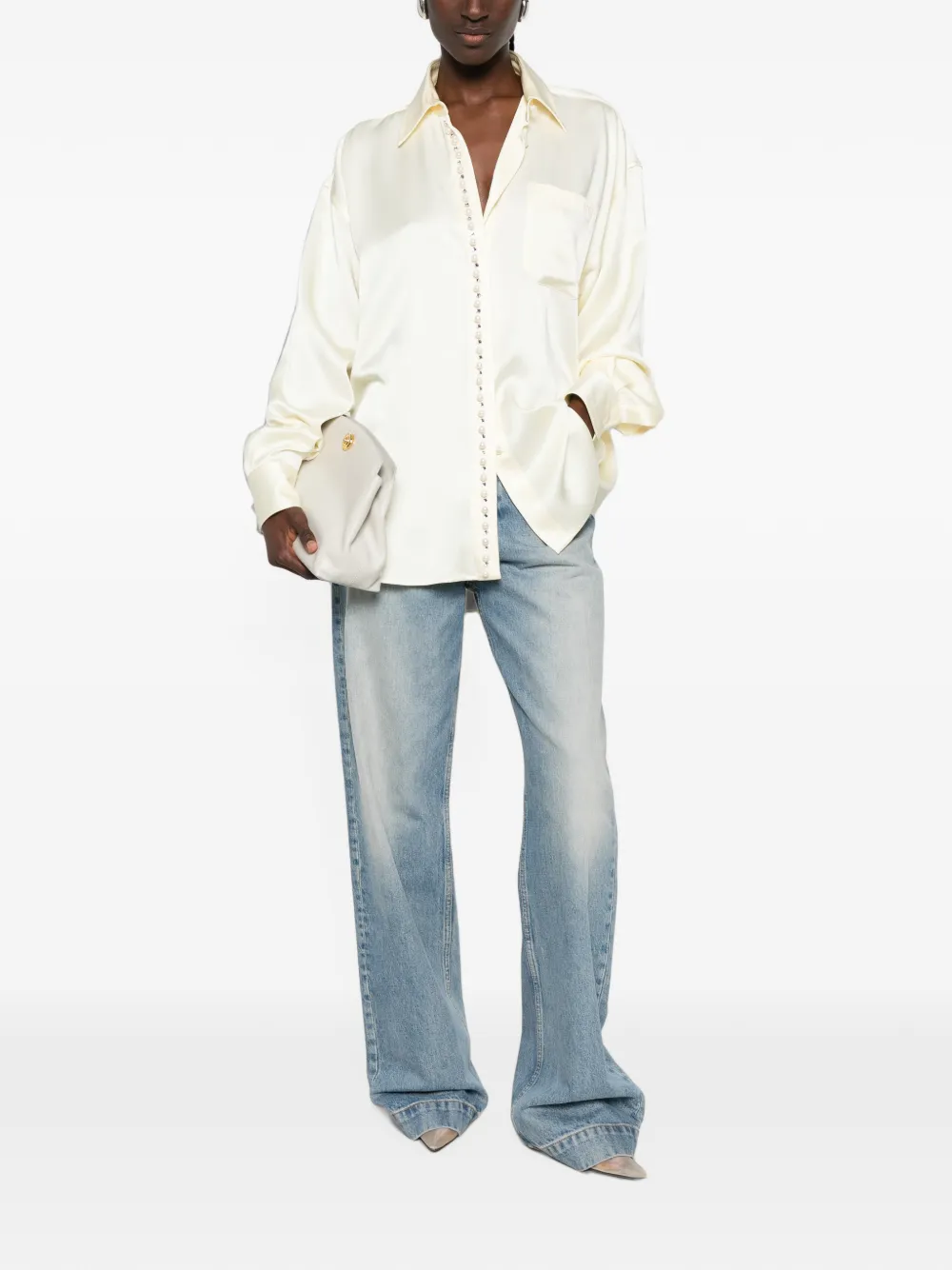 Stella McCartney Blouse met zak en studs Geel