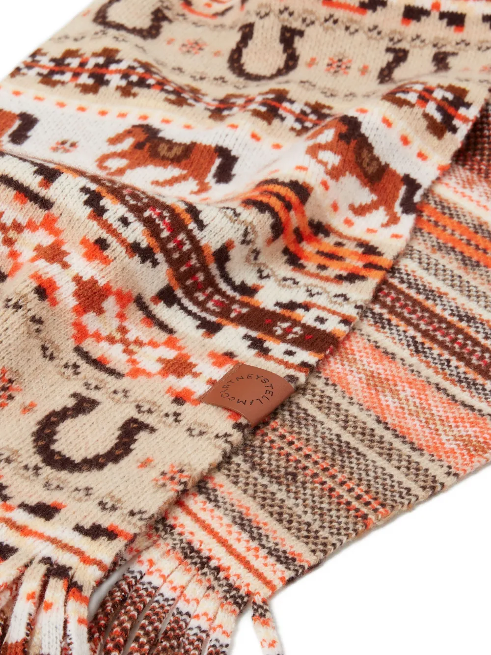 Stella McCartney Fair Isle sjaal met hoefijzerpatroon - Beige
