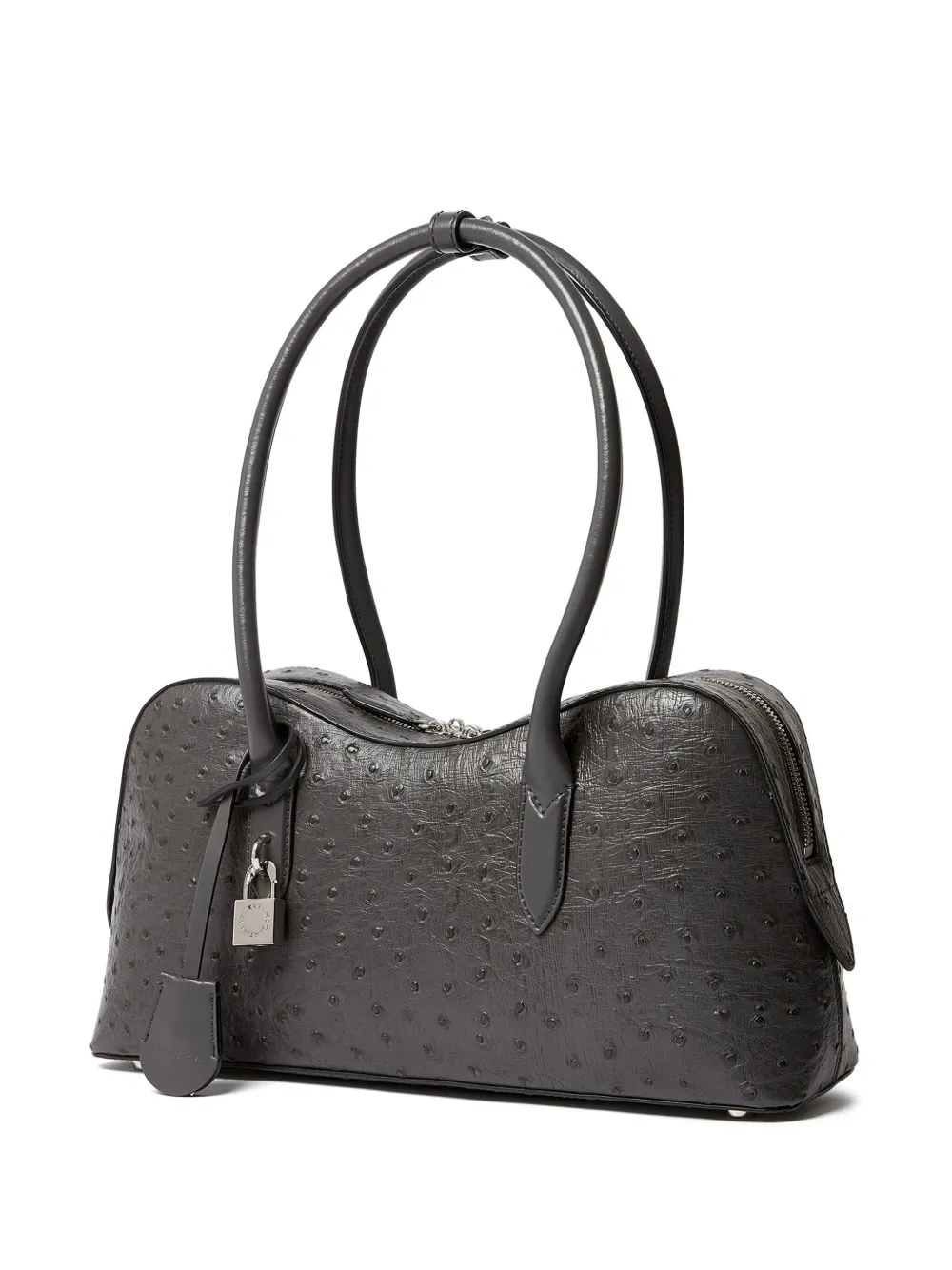 Stella McCartney Ryder schoudertas met hangslot en struisvogeleffect Grijs