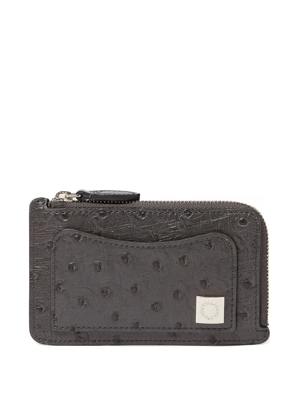 Stella Mccartney Ryder Ostrich Zip Cardholder In Gray