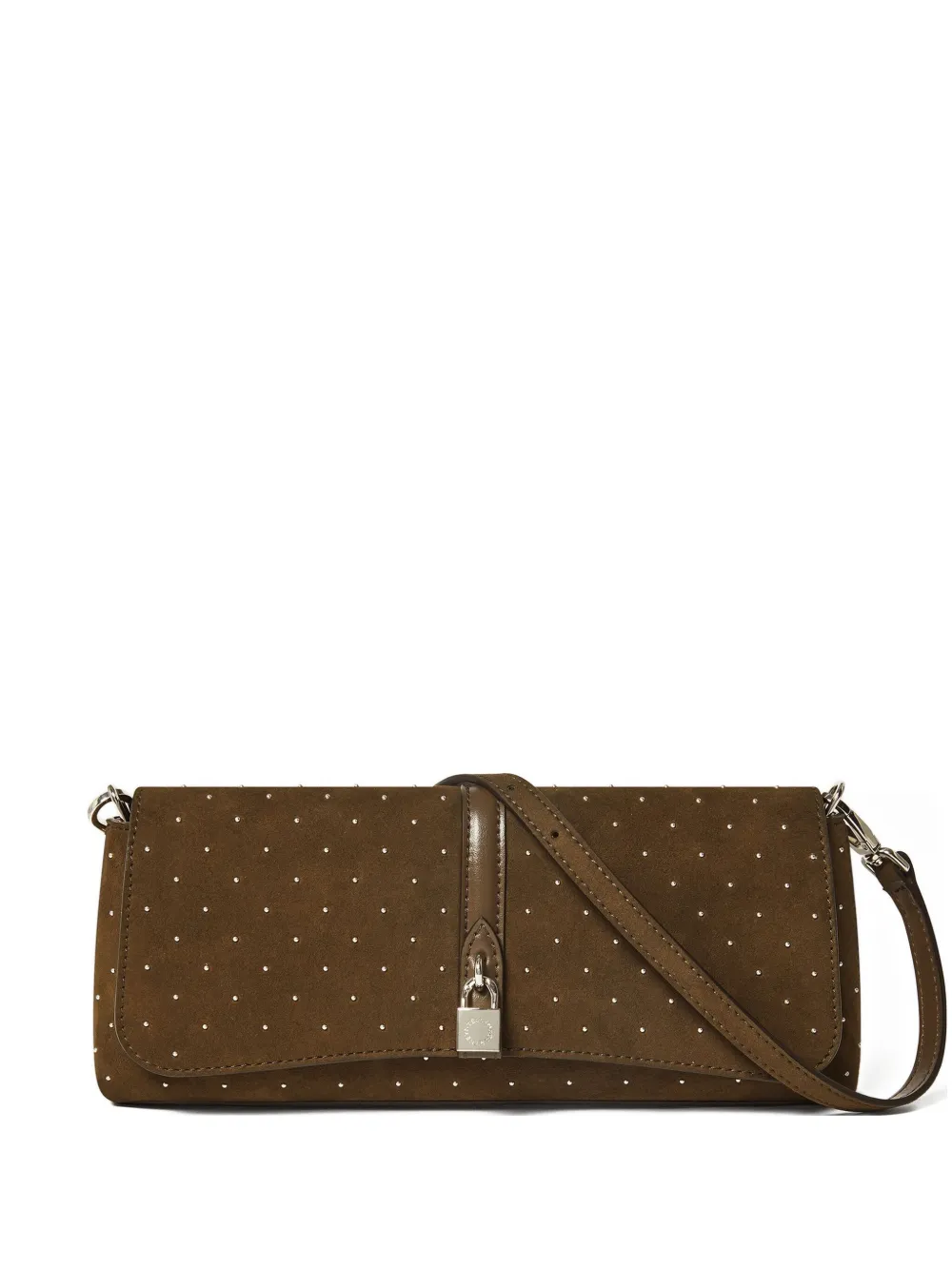 Stella Mccartney Studded Lock Shoulder Bag In Brown