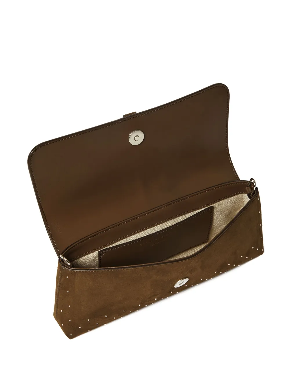 Stella Mccartney Studded Lock Shoulder Bag In Brown