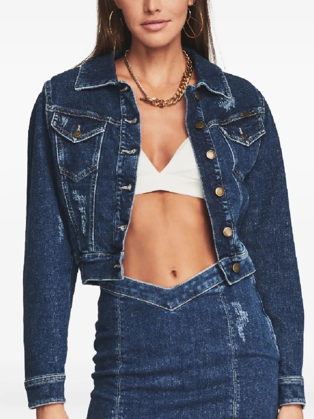 Retroféte Destiny Buttoned Denim Jacket In Blue