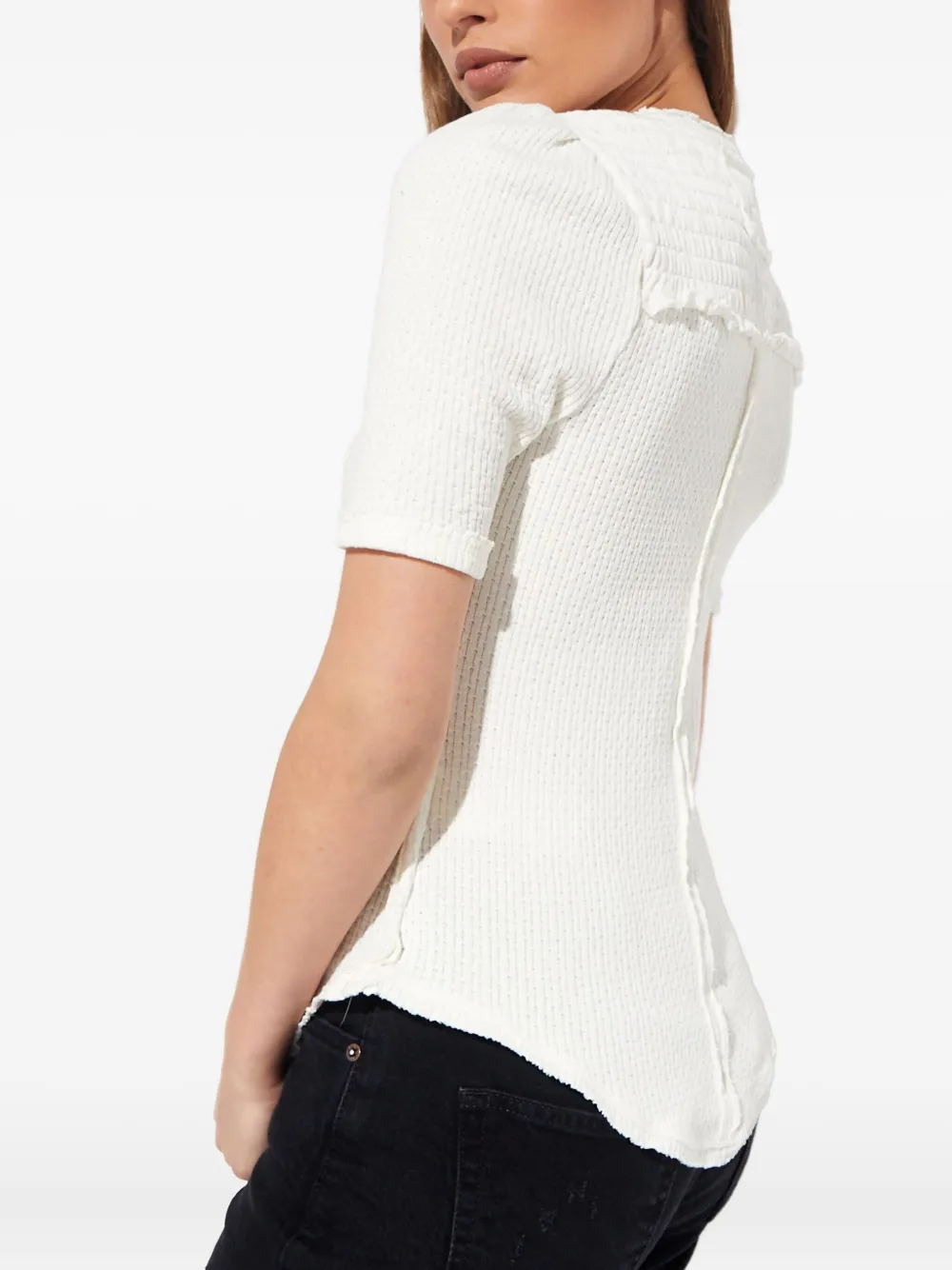 Free People T-shirt met ruches Wit