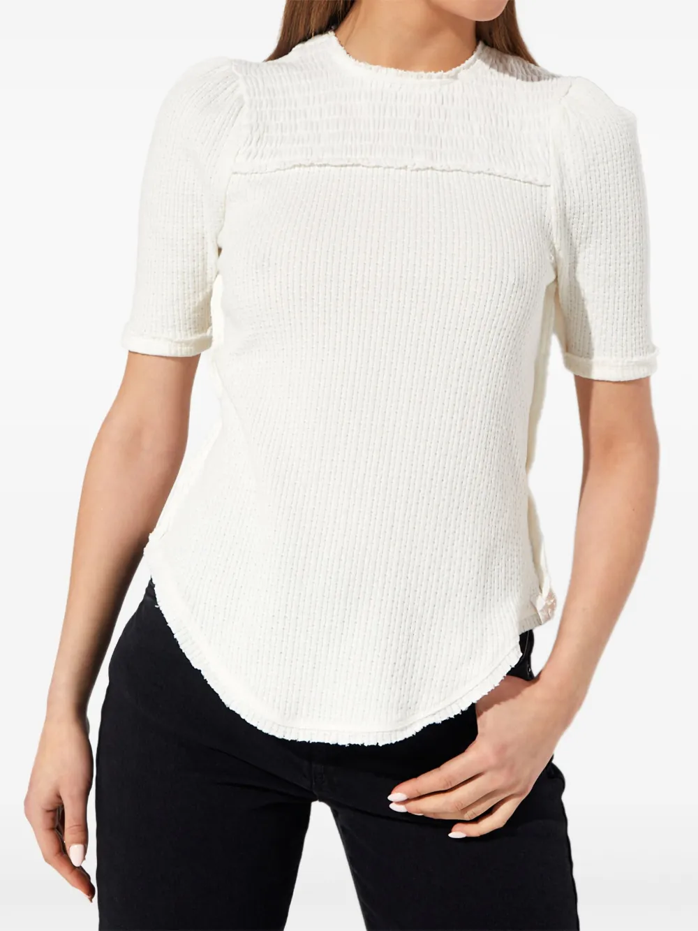 Free People T-shirt met ruches Wit