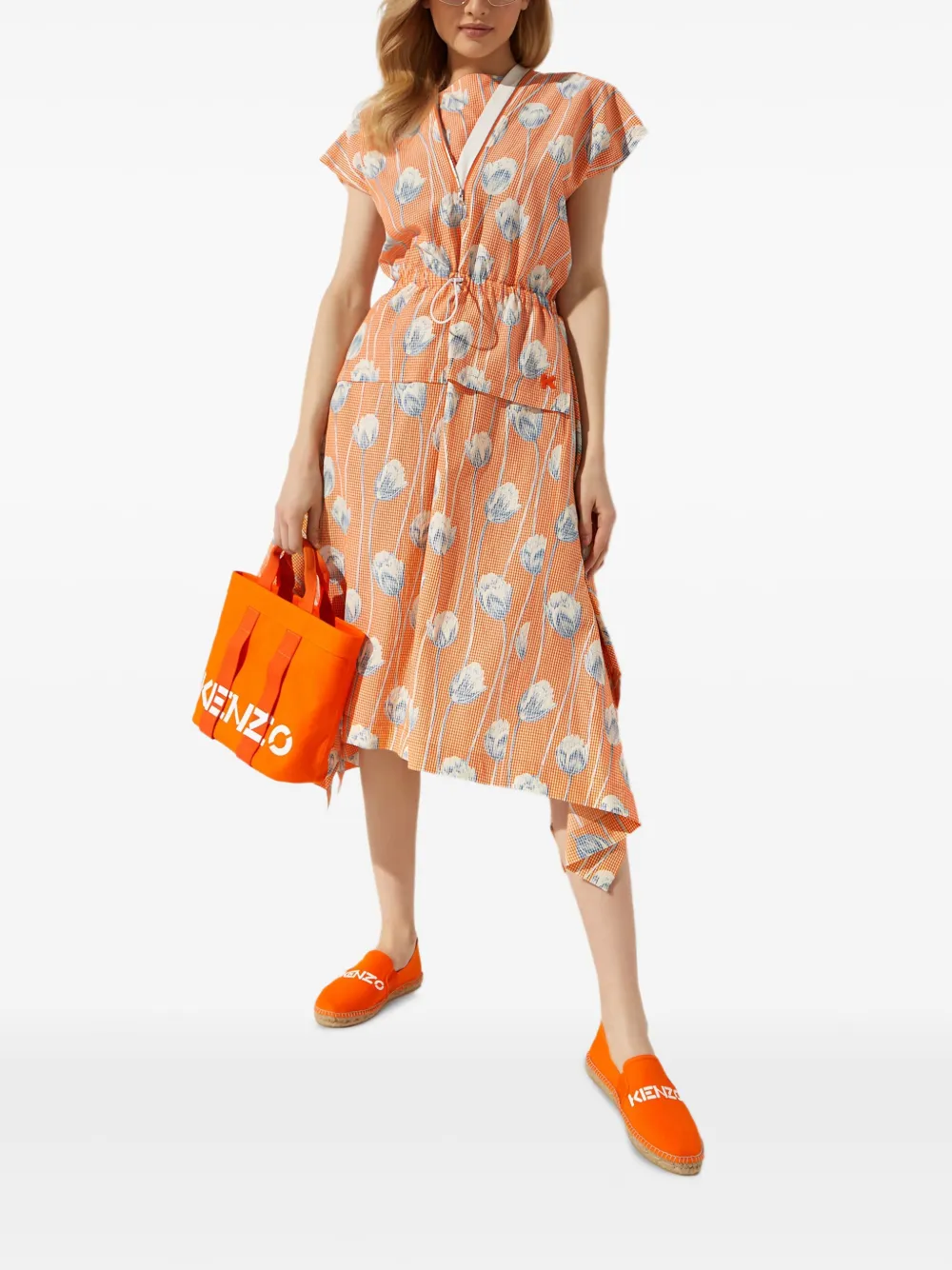 Kenzo floral-print midi dress - Oranje