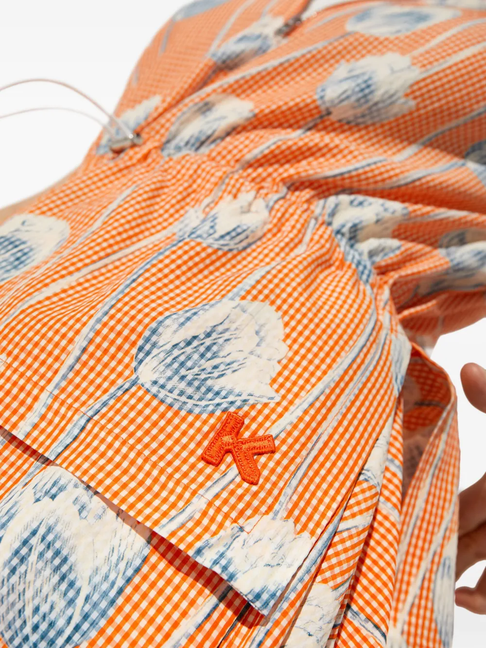Kenzo Floral-print Midi Dress In Orange