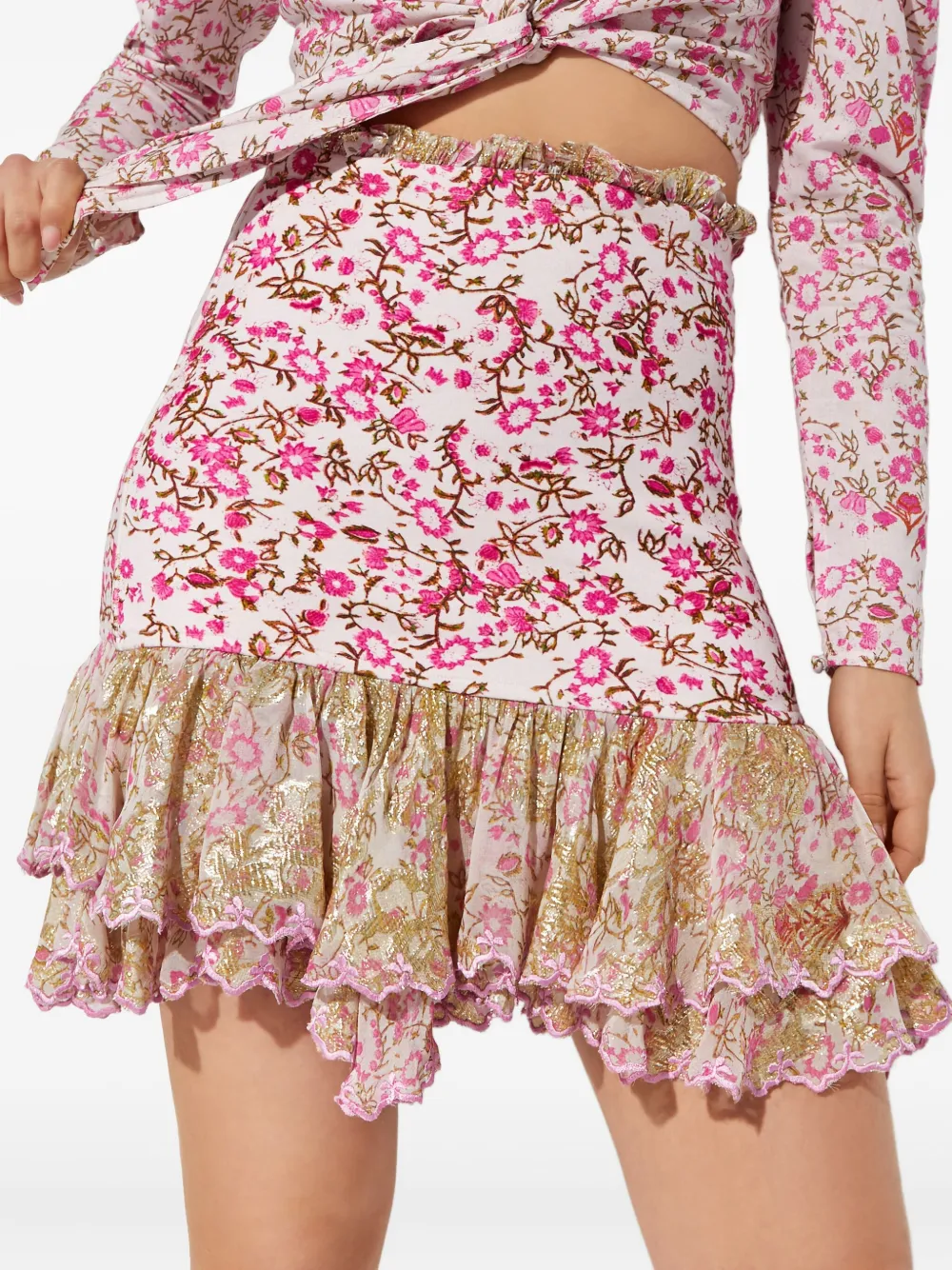 Hemant & Nandita Hera Floral-print Mini Skirt In Multi
