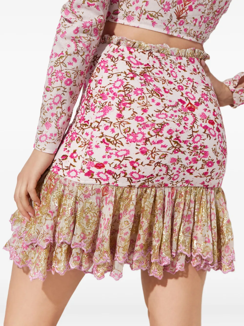 Hemant & Nandita Hera Floral-print Mini Skirt In Multi
