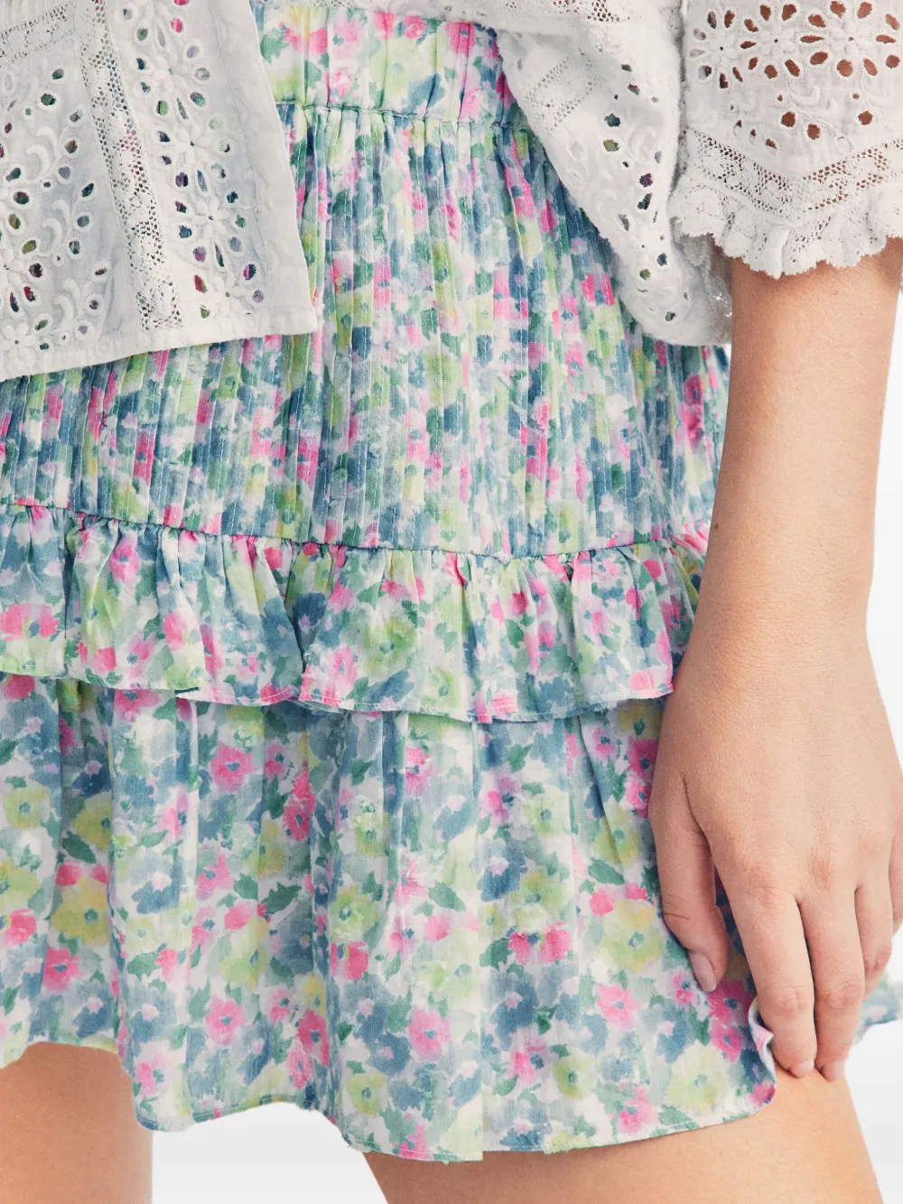 LoveShackFancy Ignacia rok met bloemenprint Blauw