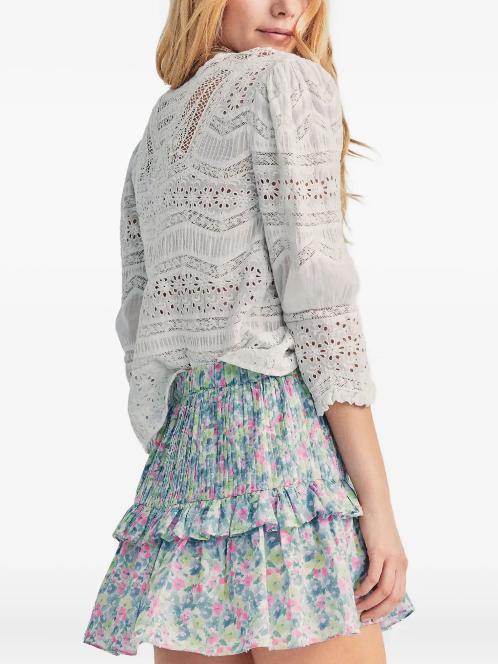 LoveShackFancy Ignacia floral-print skirt - Blauw