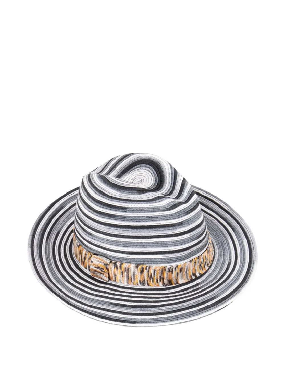 Missoni striped straw sun hat - Zwart