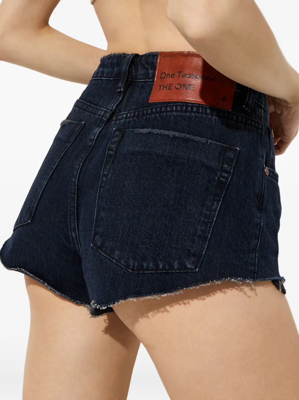 One Teaspoon The One Raw-edge Shorts In Black