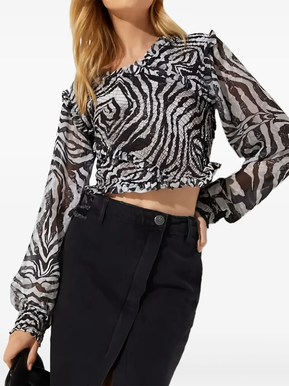 One Teaspoon zebra-pattern blouse | Black | Image 1