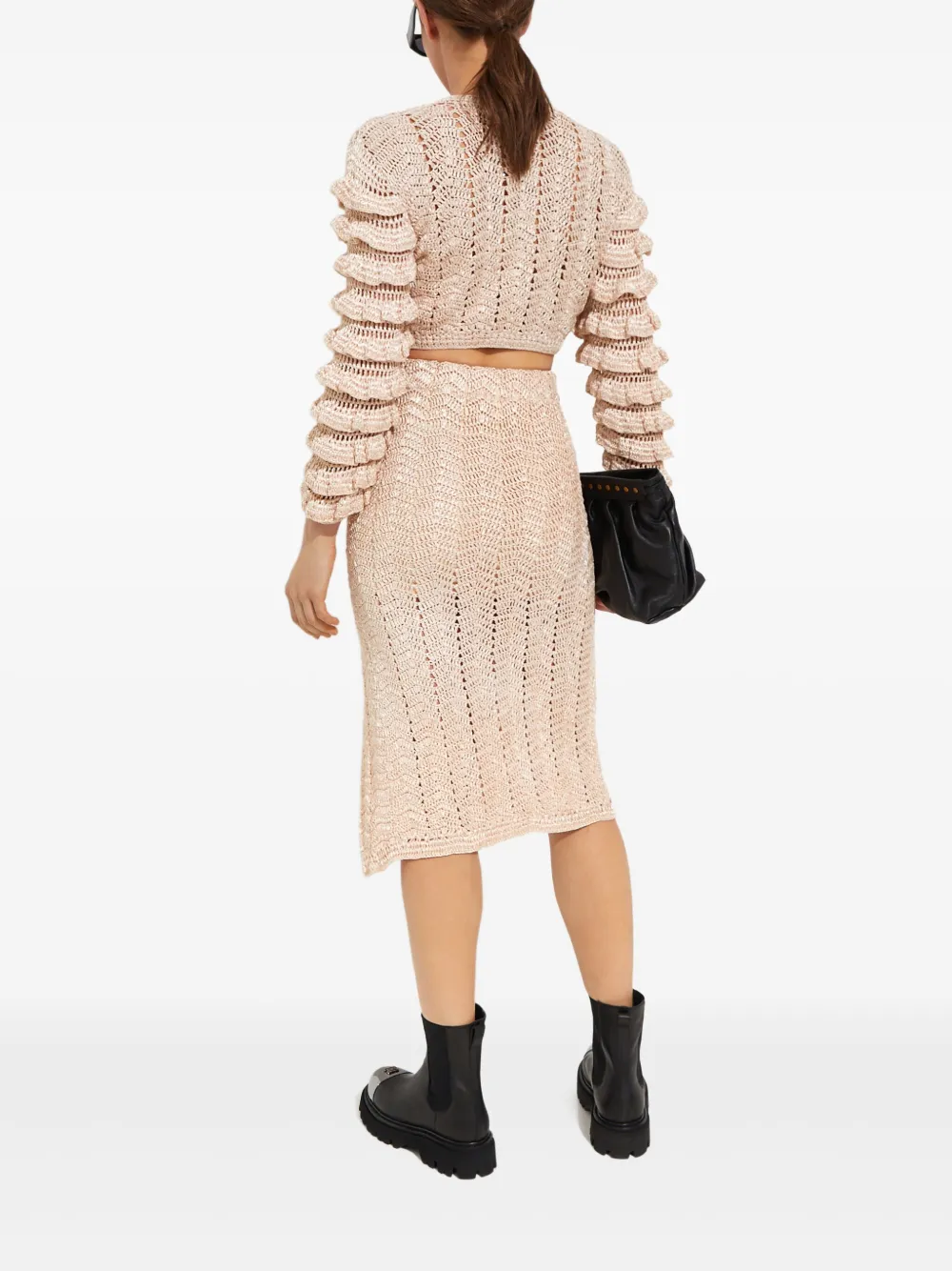 LoveShackFancy Midi-rok met kant Beige