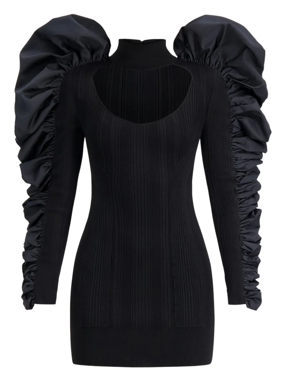 Herve Leger Ruffled Cut-out Mini Dress In Blue