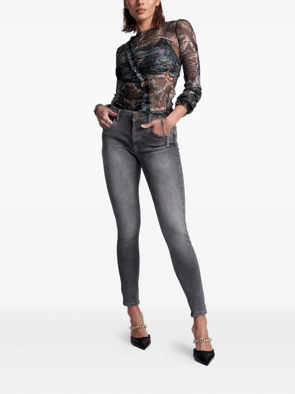 One Teaspoon Freebirds jeans met vijf zakken - Grijs