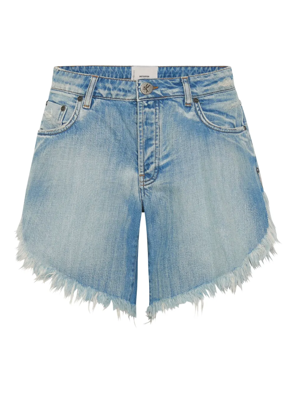 One Teaspoon Frankies frayed asymmetric denim shorts | Blue | Image 1
