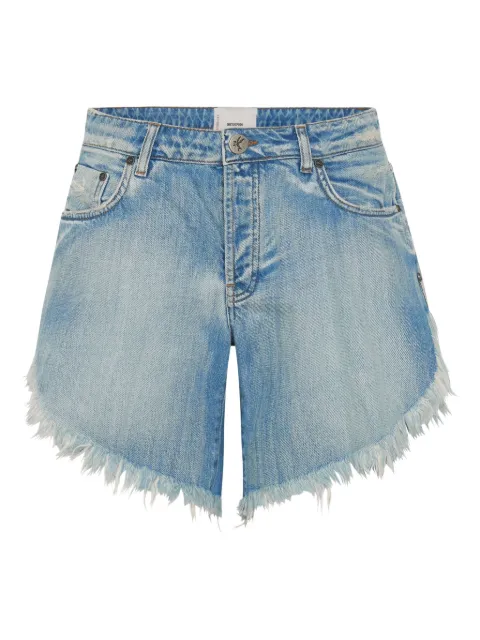 One Teaspoon Frankies frayed asymmetric denim shorts