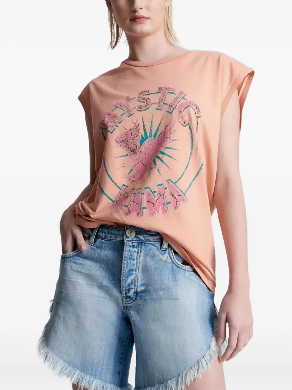 One Teaspoon Frankies frayed asymmetric denim shorts | Jean Shorts | Image 2