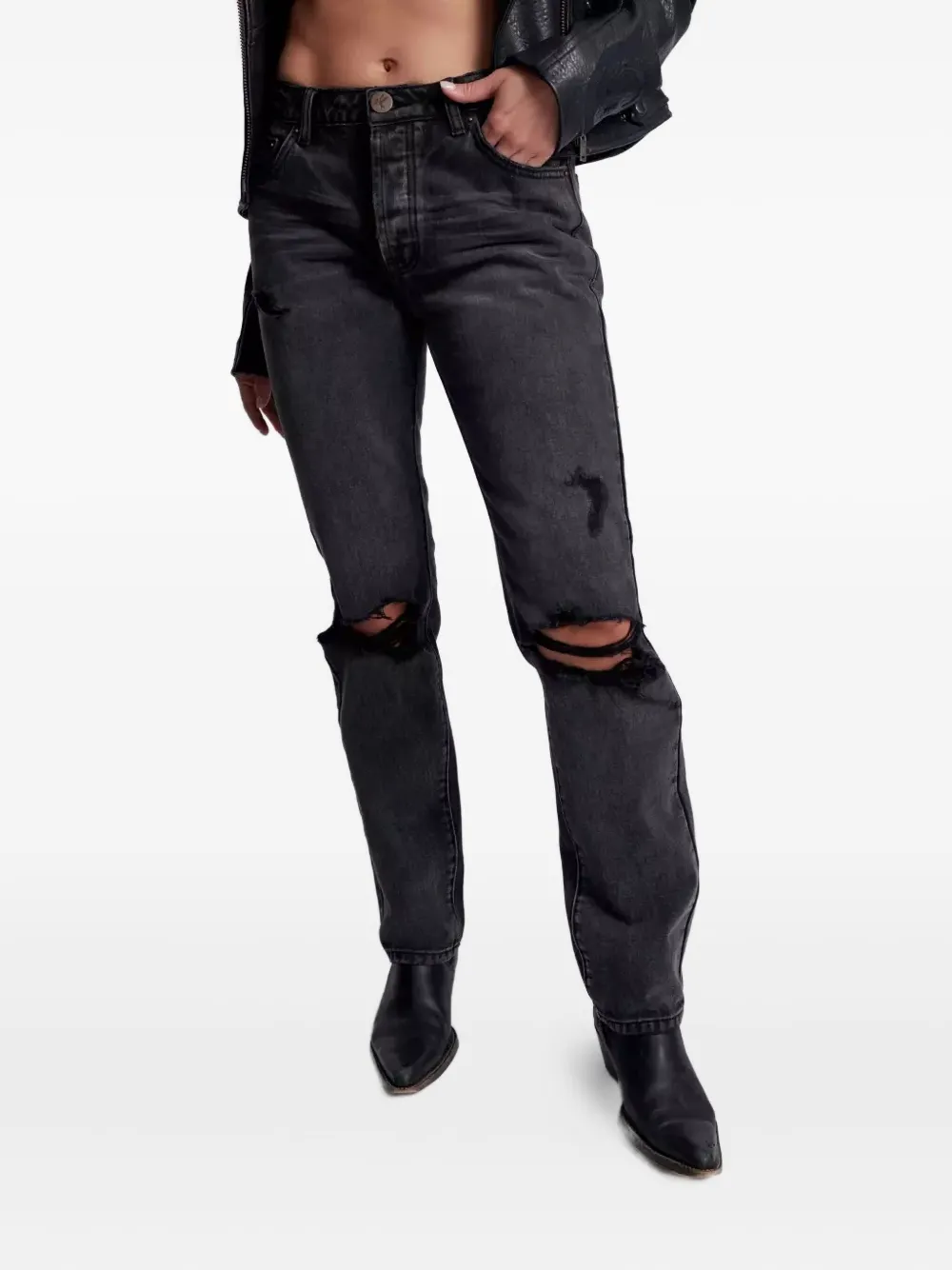 One Teaspoon Gerafelde jeans met vijf zakken Grijs