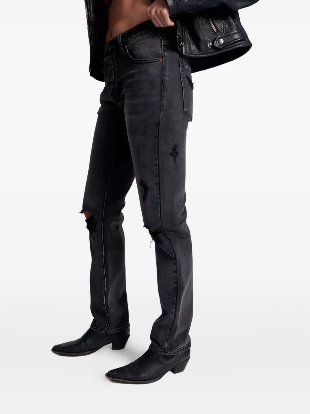 One Teaspoon Gerafelde jeans met vijf zakken Grijs