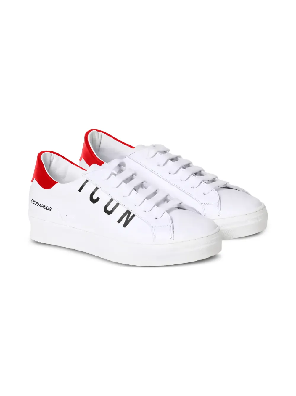 DSQUARED2 KIDS Icon leren sneakers Wit