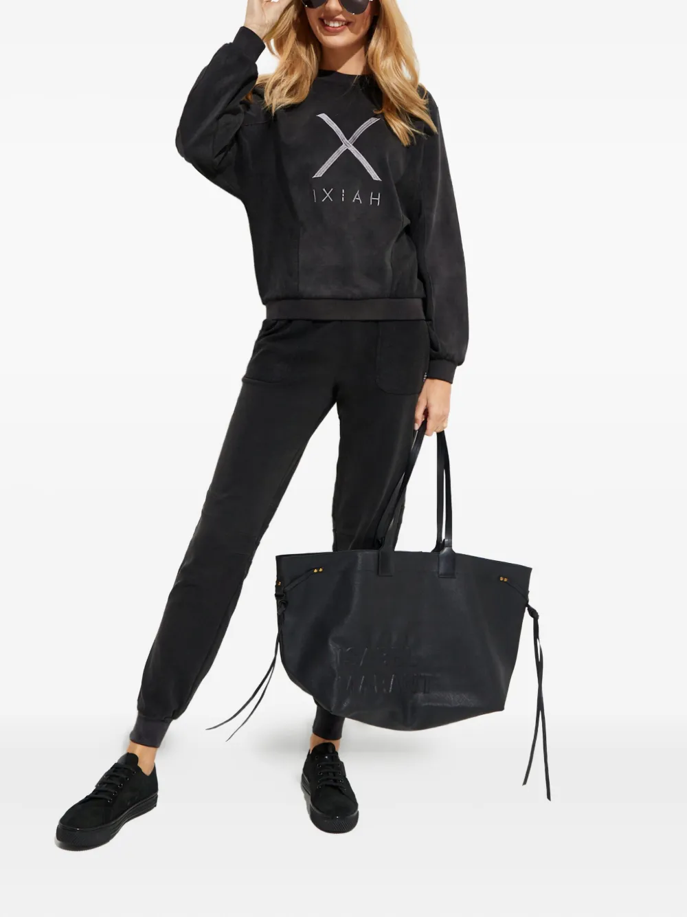 Ixiah Logo-embroidered Drawstring-waist Track Pants In Black