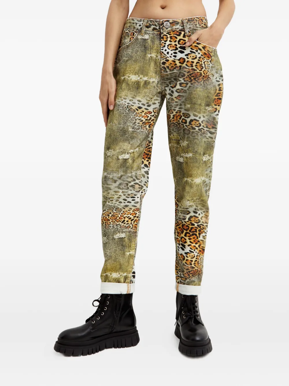One Teaspoon 1982s Five-pocket Leopard-print Jeans In Green
