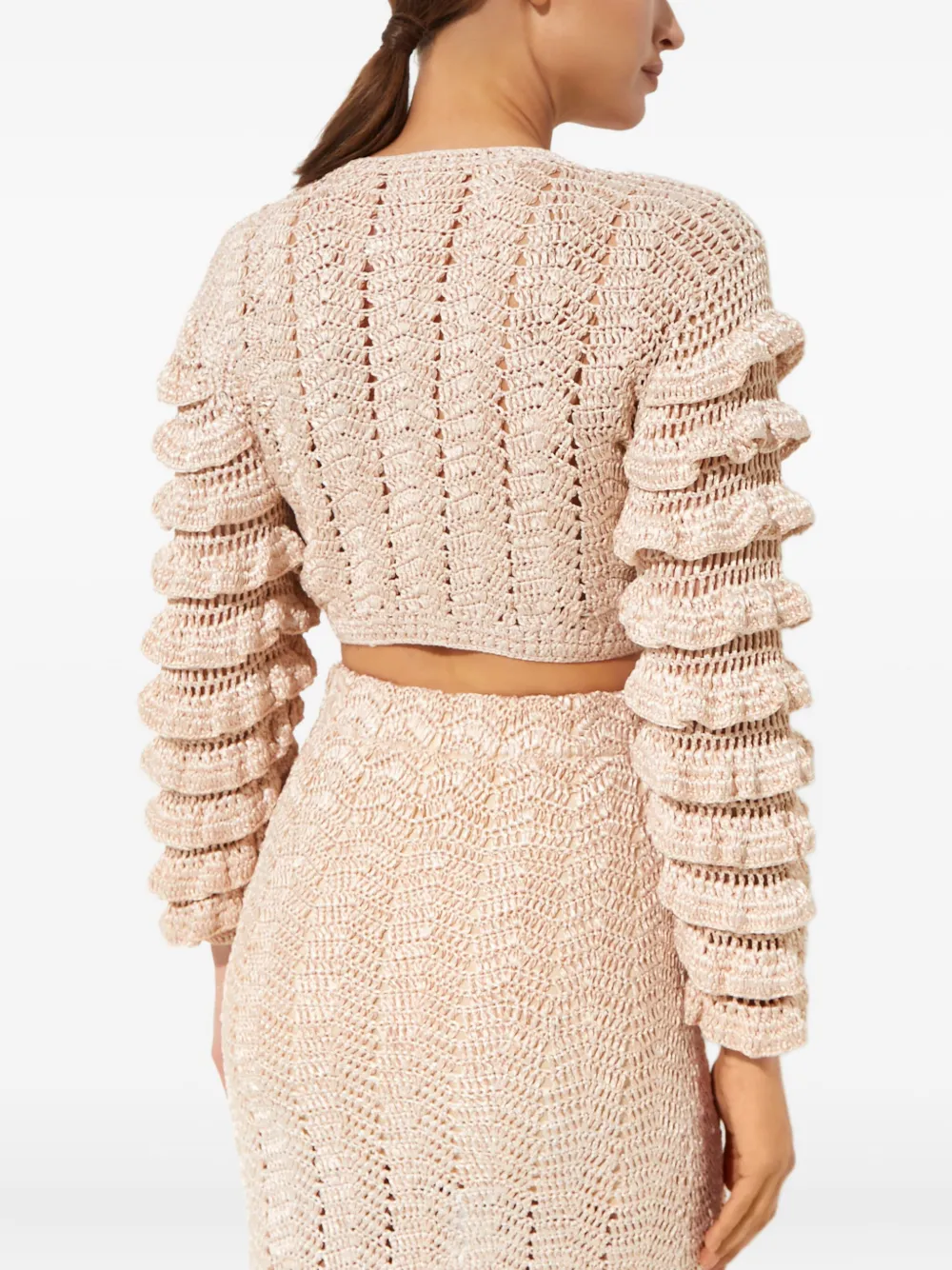 LoveShackFancy Junice vest met ruches Beige