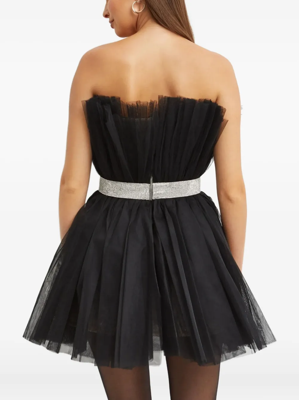 Bronx And Banco Anna Draped Crystal Mini Dress In Black