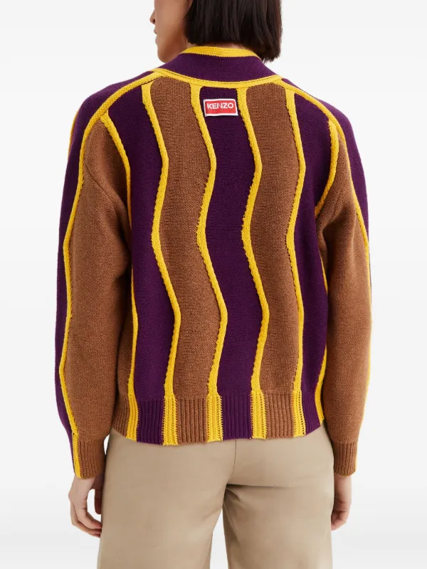 Kenzo wavy-stripes Cardigan | Brown | FARFETCH AO