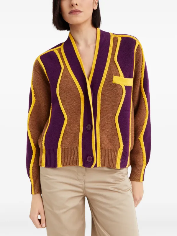 Kenzo wavy-stripes Cardigan | Brown | FARFETCH AO